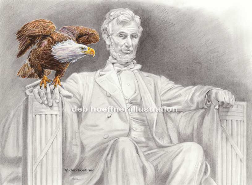 815x600 Lincoln Memorial Eagle Drawing In Bampw And Watercolor By Deb Hoeffner - Lincoln Memorial Sketch