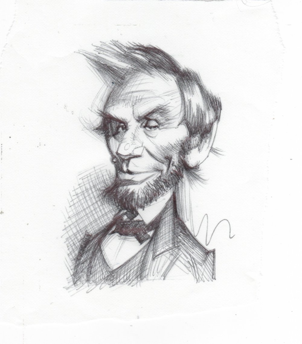 1000x1138 Original Ink Sketch Of Abe Lincoln James Bennett Art Amp Illustration - Lincoln Sketch