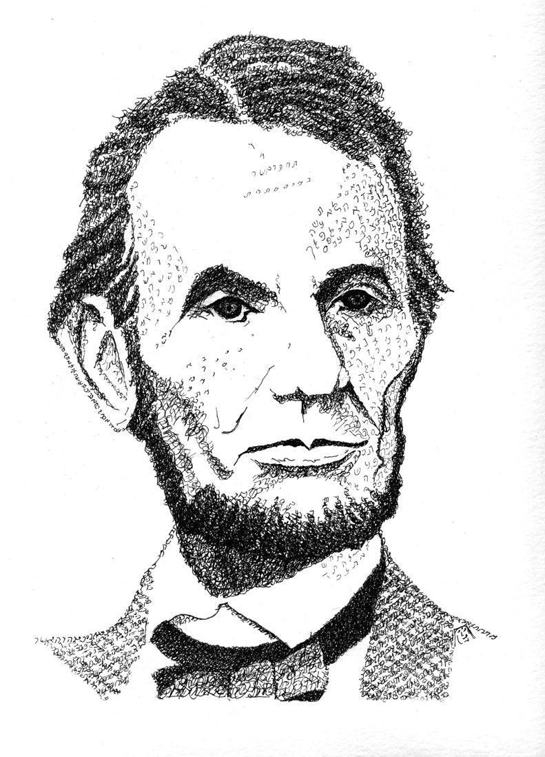 791x1098 Portrait Of Abraham Lincoln Created Using Ten Commandments As - Lincoln Sketch