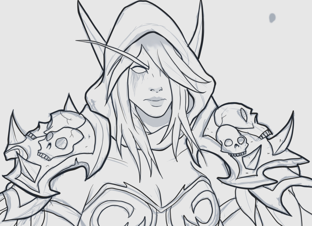 1024x743 Sylvanas Windrunner, Sketch And Lineart By Psionicrevenant On - Line Art Sketch
