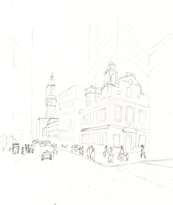 675x800 Urban Sketching Tutorial Starting A Sketch - Line Sketch Drawing