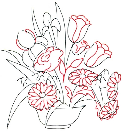 Line Sketch Of Flowers