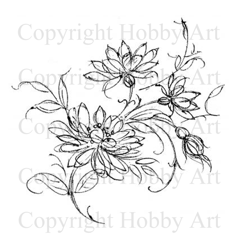 1000x1000 Floral Sketch Flowers Rubber Stamps Products Hobby Art Ltd - Line Sketch Of Flowers