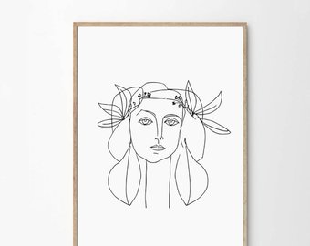 340x270 Line Drawing Etsy - Line Sketch Of Girl