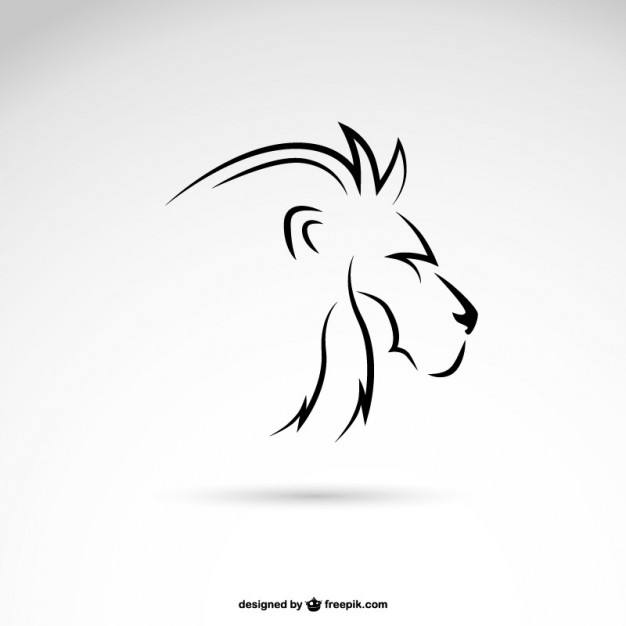 626x626 Lion Line Art Profile Vector Free Download - Line Sketch Pictures