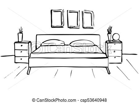 450x334 Hand Drawn Sketch. Linear Sketch Of An Interior. Sketch Line - Linear Sketch