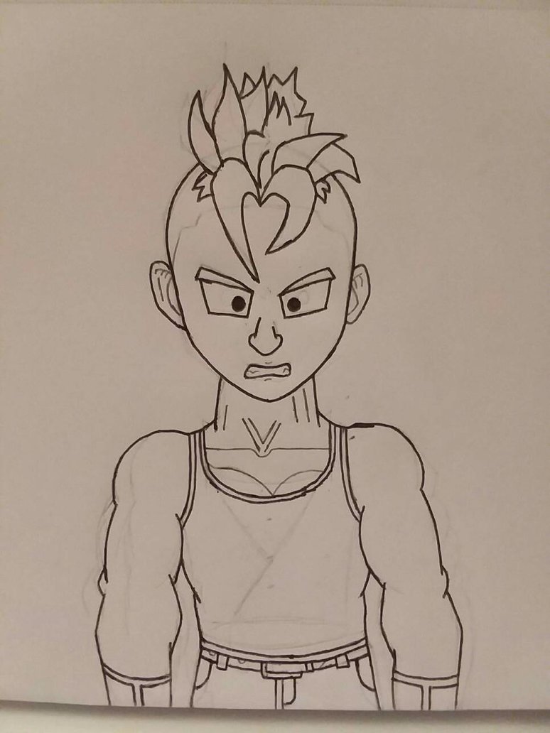 774x1032 Andrepinach Saiyan Cyborg Oc Linear Sketch Art By - Linear Sketch
