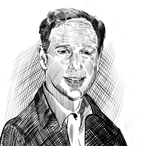 500x500 Custom Linear Sketch Caricature From Photo (Head And Shoulders - Linear Sketch