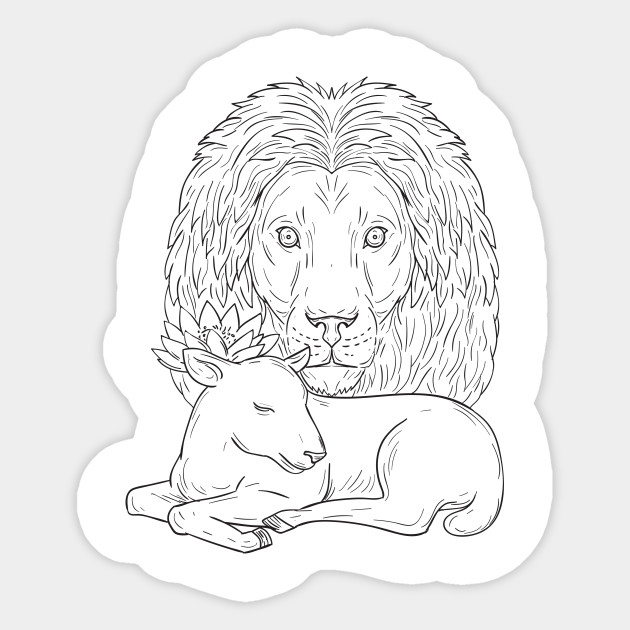 630x630 Lion Watching Over Sleeping Lamb Drawing - Lion And Lamb Sketch