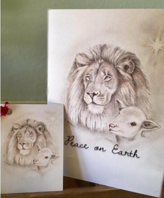 570x686 Lion And Lamb Etsy - Lion And Lamb Sketch