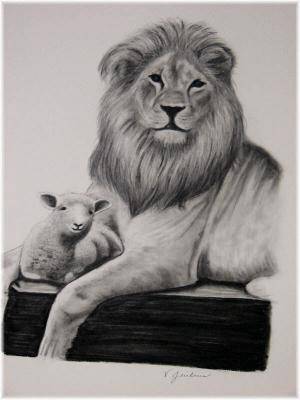 300x400 Lion And Lamb - Lion And Lamb Sketch