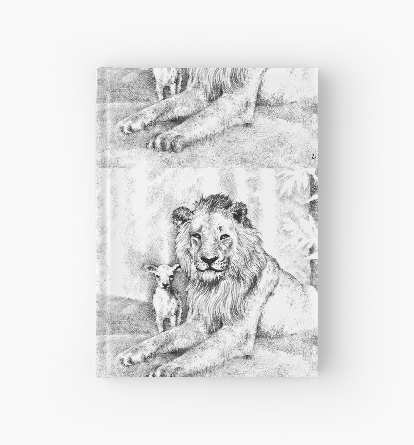 827x889 The Lion And The Lamb Hardcover Journals By Handsonhart Redbubble - Lion And Lamb Sketch