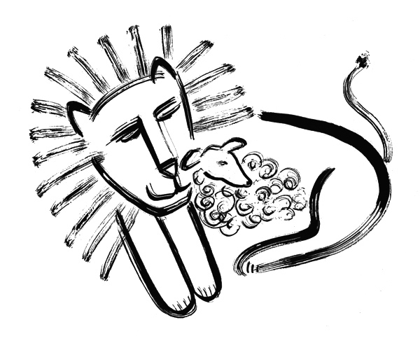 600x487 Line Drawing Of Lion And Lamb Archives - Lion And Lamb Sketch