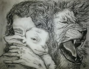 300x233 Lion And Lamb Posters Fine Art America - Lion And Lamb Sketch