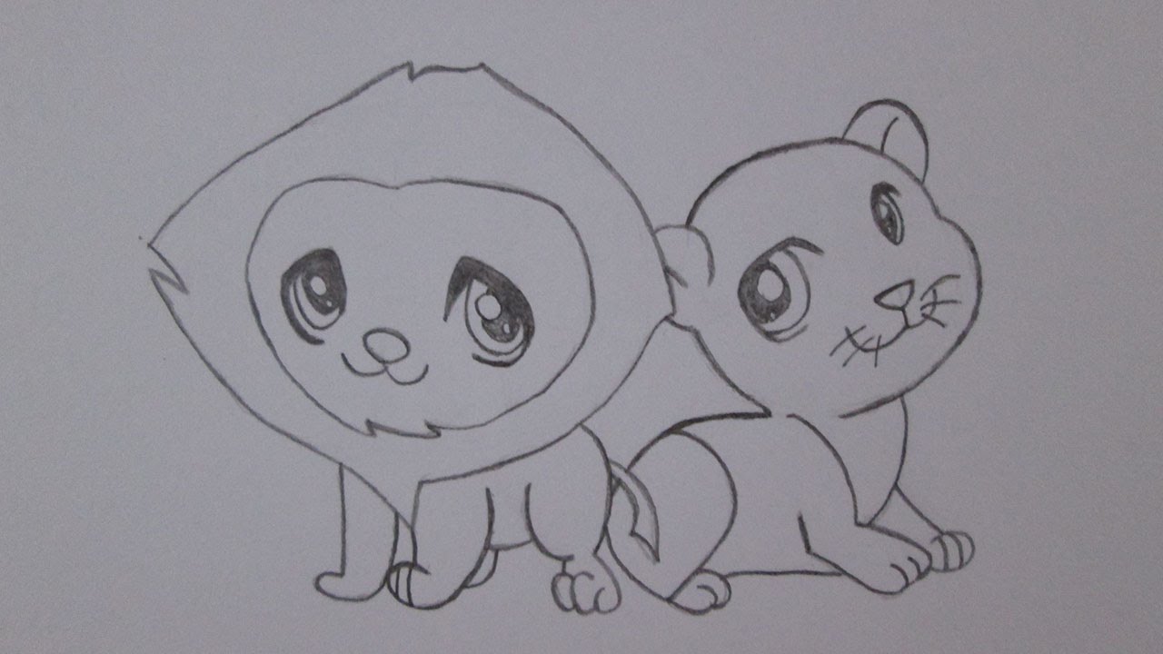 1280x720 How To Draw A Lion And A Lioness - Lion And Lioness Sketch