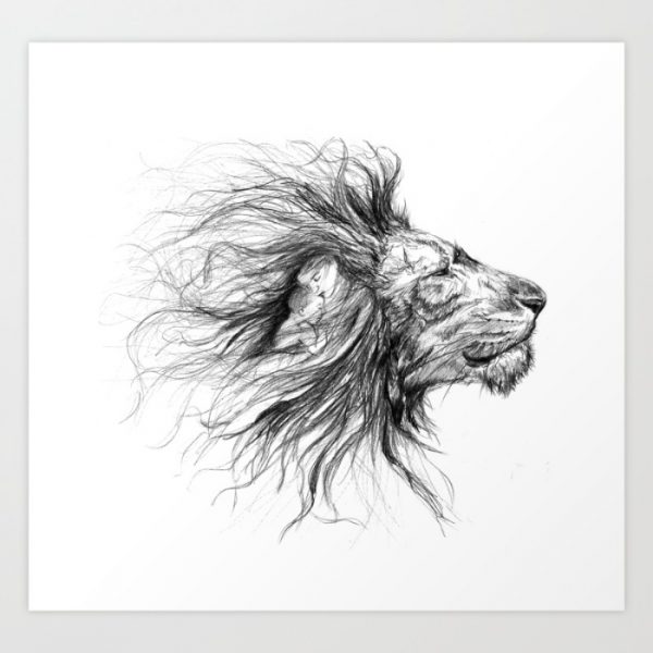 600x600 50 Amazing Art Prints Of Lions For Your Walls - Lion Art Sketch