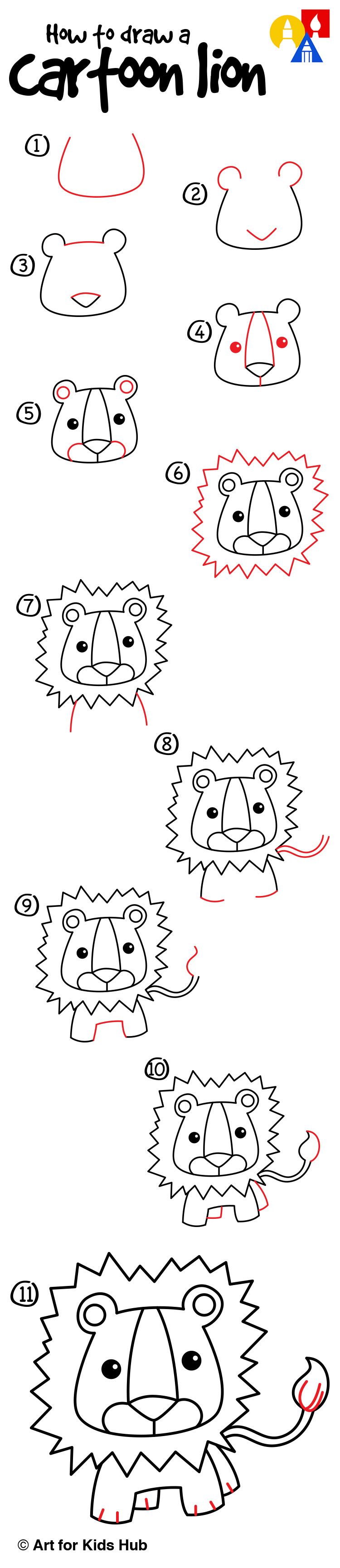 750x3458 How To Draw A Cartoon Lion - Lion Cartoon Sketch
