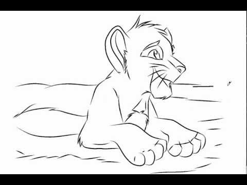 480x360 Drawing Cartoon Lion Cub - Lion Cub Sketch