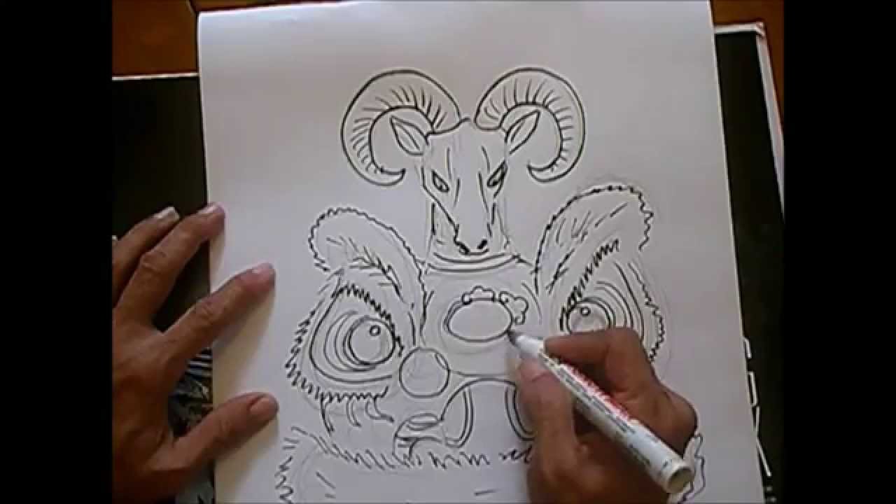1280x720 Lion Dance Drawing 10 How To Make Year Of The Goat Cny Card - Lion Dance Sketch