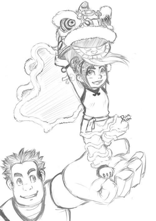 500x707 Lion Dance - Lion Dance Sketch