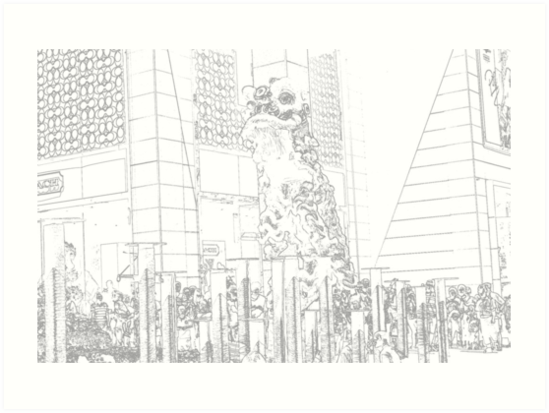 549x413 Sketch Of Lion Dance Art Prints By J0sh Redbubble - Lion Dance Sketch