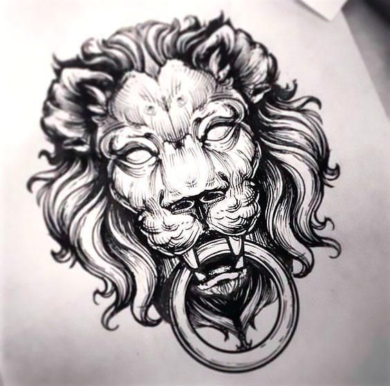 564x559 Collection Of Lion Face Tattoo Sketch - Lion Face Sketch