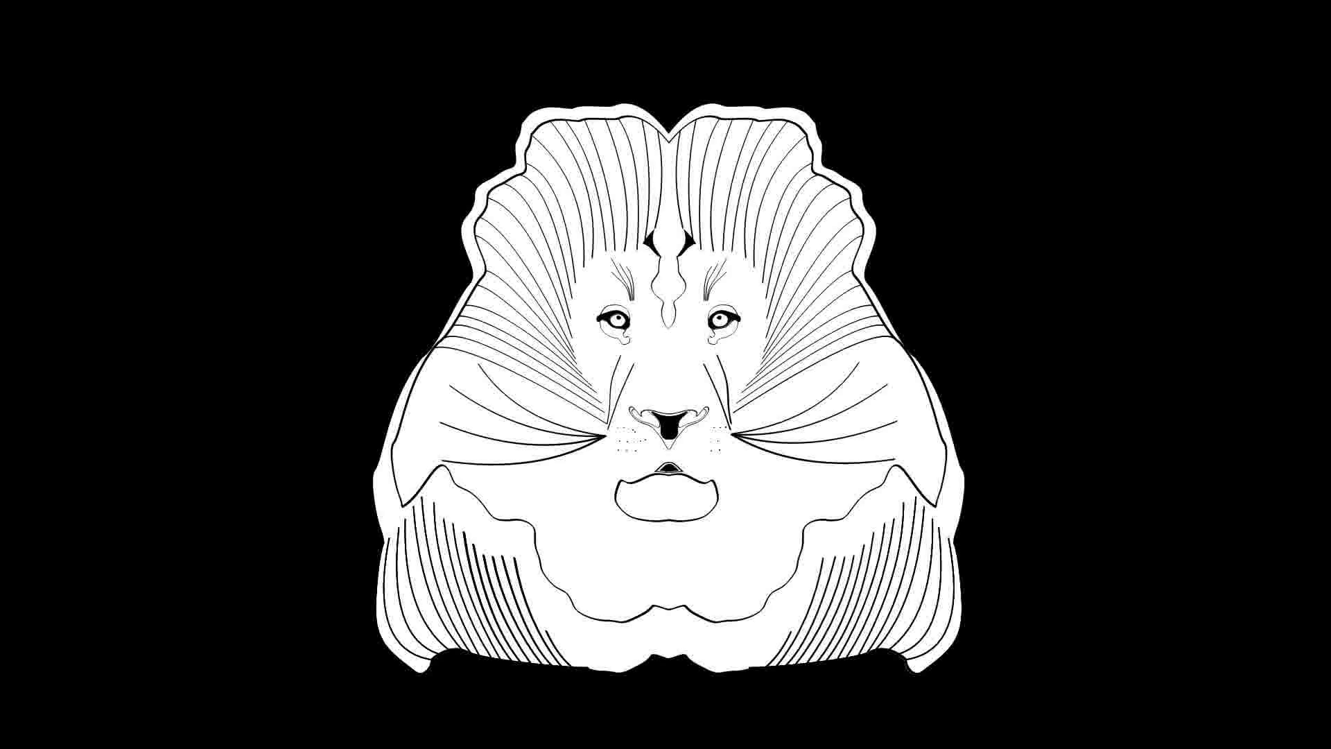 1920x1080 Video Clip Drawing Of Lion Head In Tribal Design. Animated - Lion Head Sketch