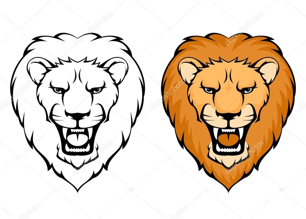 1023x731 Cartoon Lion Face Roaring Simple Illustration Of Lion Art In - Lion Head Sketch Step By Step