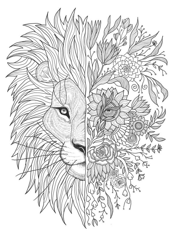 600x848 Lion Head Tattoo Sketch By Ohhn - Lion Head Tattoo Sketch