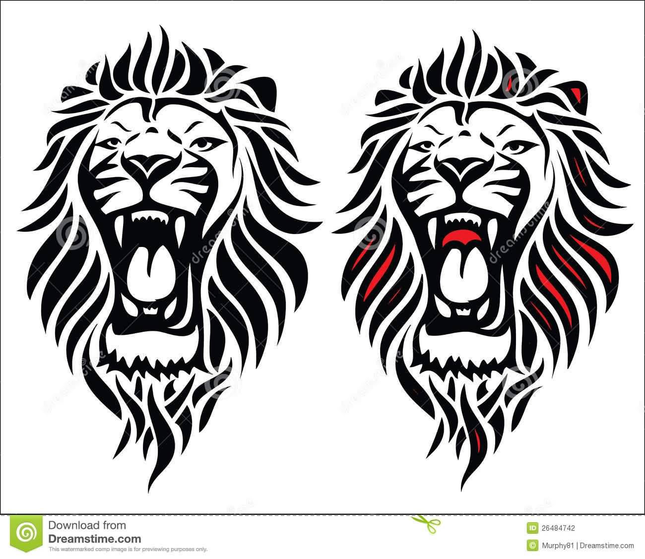 1300x1127 Tribal Lion Tattoos - Lion Head Tattoo Sketch