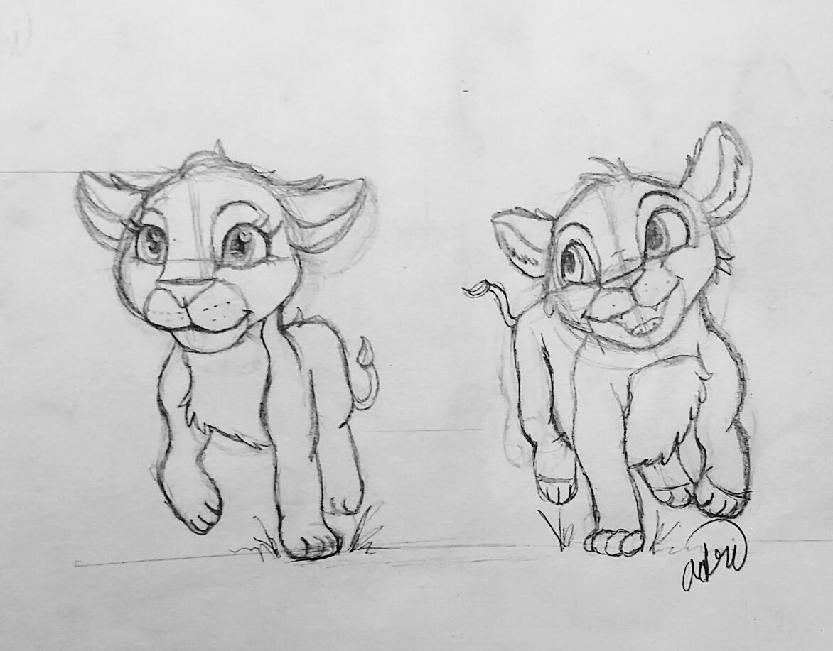 1172x917 Sketch Of Nala And Simba From The Lion King! ~artwork By Me Disney - Lion King Sketch
