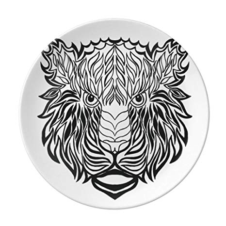 466x466 Strong Lion Animal Portrait Sketch Dessert Plate - Lion Portrait Sketch