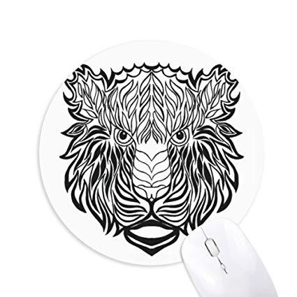 425x425 Strong Lion Animal Portrait Sketch Round Non Slip - Lion Portrait Sketch
