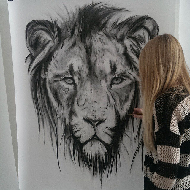 640x640 Another Large Lion Portrait Drawing - Lion Portrait Sketch