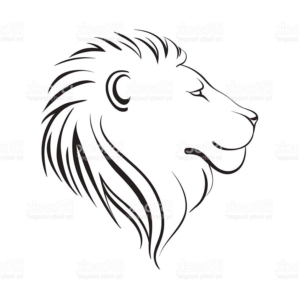 1024x1024 Hd Lions Head Profile Black Outline Vector Design - Lion Profile Sketch
