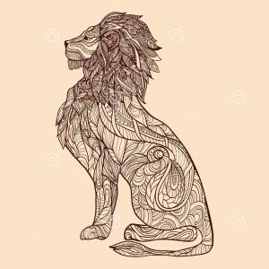300x300 Stock Illustration Lion Sketch Illustration Full Length Profile - Lion Profile Sketch