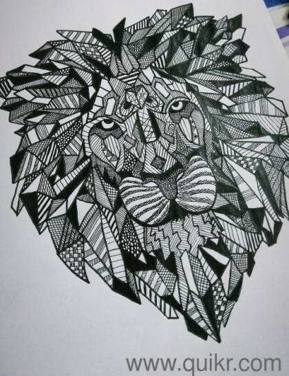 420x546 Framed Lion Sketch Art Wall Arts - Lion Sketch Art