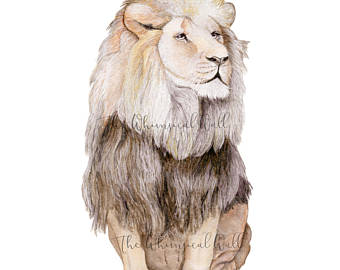 340x270 Sketch Lion Painting Etsy - Lion Sketch Art