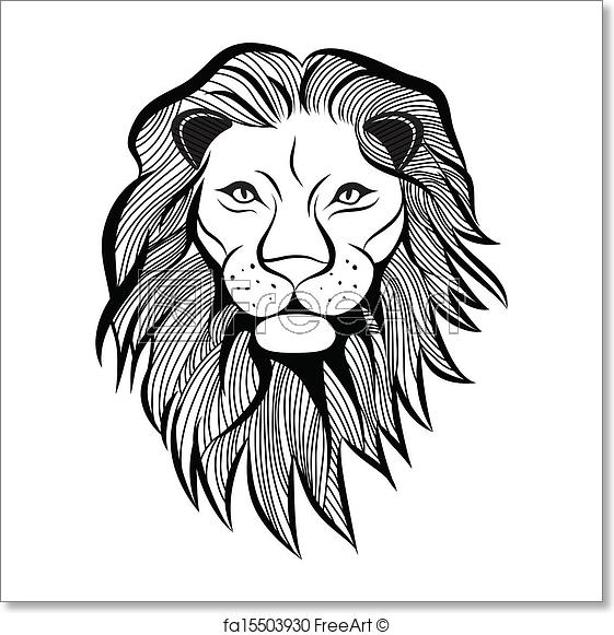 561x581 Free Art Print Of Lion Head Vector Animal Illustration For T Shirt - Lion Sketch Black And White