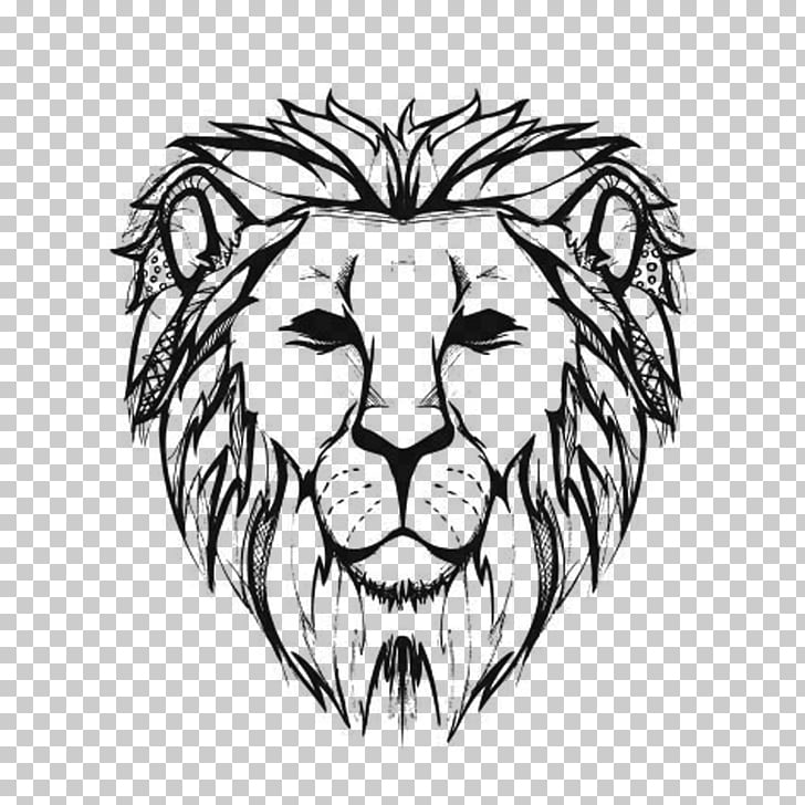 728x728 Lion Drawing Line Art Sketch, Lions Head Png Clipart Free - Lion Sketch Black And White
