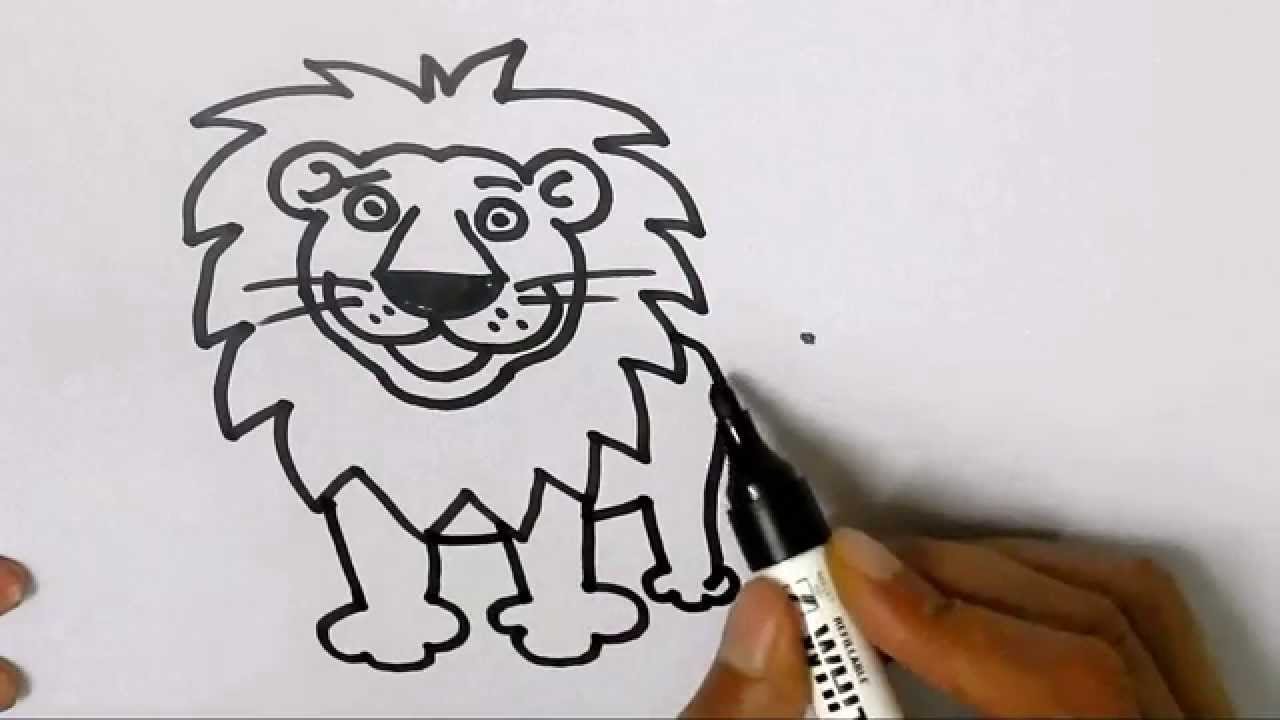 1280x720 How To Draw A Lion In Easy Steps For Children, Kids, Beginners - Lion Sketch For Kids