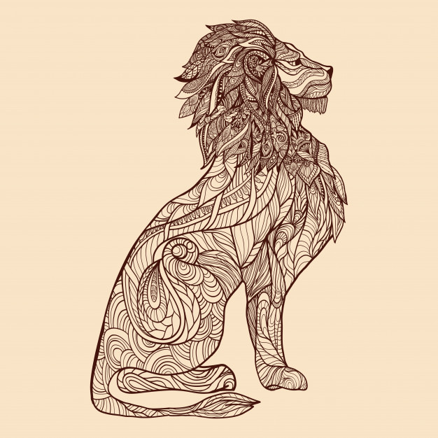 626x626 Lion Sketch Illustration Vector Free Download - Lion Sketch Images