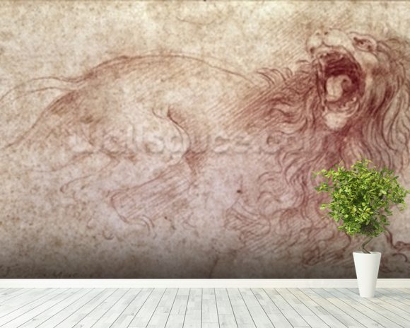 580x464 Vinci, Leonardo Da Amp Sketch Of A Roaring Lion (Red Chalk On Paper - Lion Sketch Wallpaper