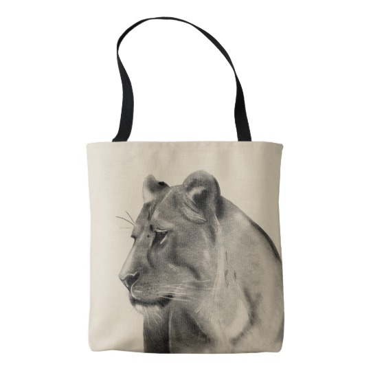 540x540 Wild Animal Savanna Grasslands Lioness Sketch Tote Bag - Lioness Sketch