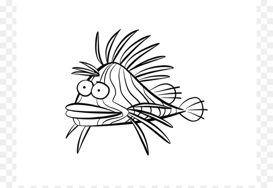 900x620 Red Lionfish Drawing Coloring Book Clip Art - Lionfish Sketch