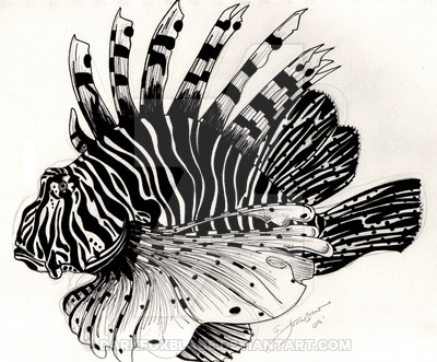 400x331 Lionfish Sketch By Darkfoxblade - Lionfish Sketch