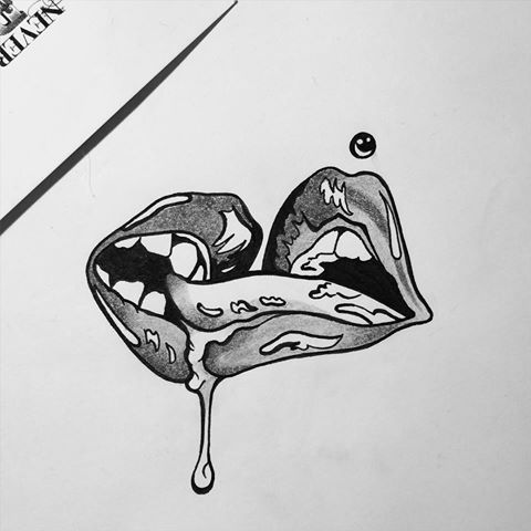 480x480 Collection Of Tongue Kissing Drawing High Quality, Free - Lip Kiss Sketch