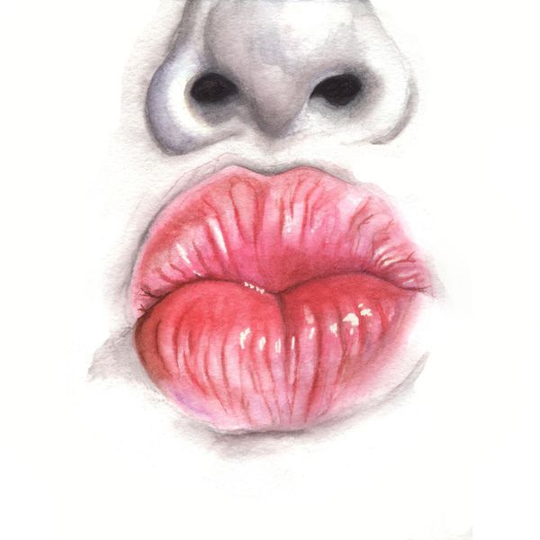 Lips Drawing, Pencil, Sketch, Colorful, Realistic Art Images - Lip Kiss Ske...