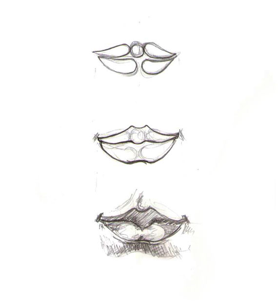 570x633 Drawing Vector Portraits Part 4 The Lips - Lips Pencil Sketch