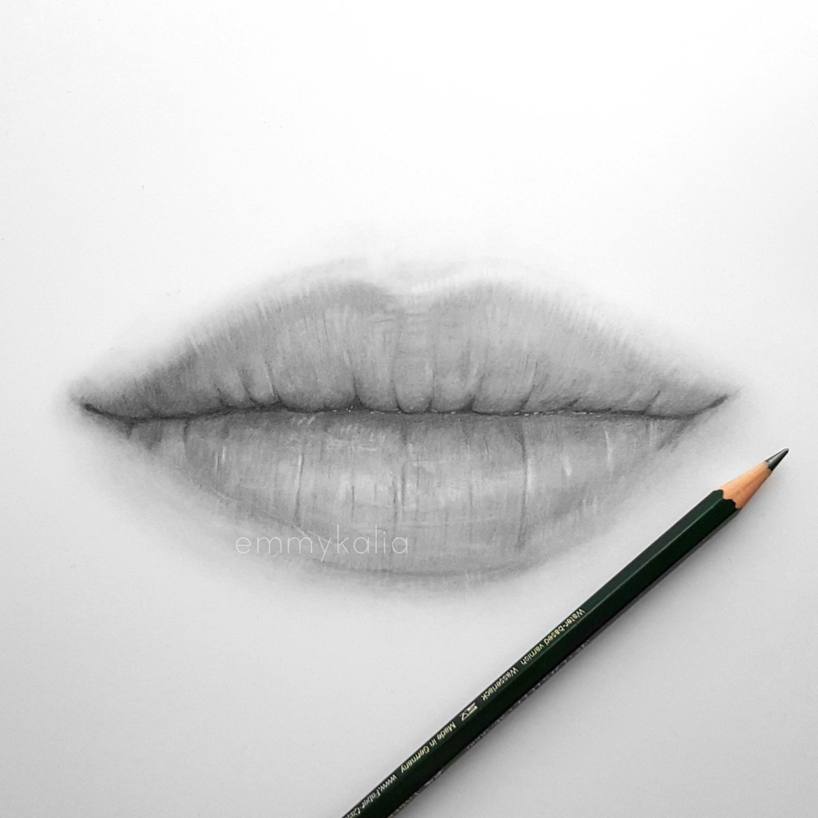 2705x2706 Video Drawing Lips With Graphite Pencils - Lips Sketch